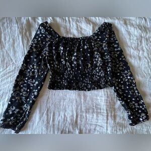 Floral long sleeve crop